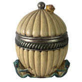 Lidded Vessel, Fluted Detail with Frogs, Constructed of Resin, Sku: 033200