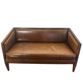 Mark David / Slifer Designs Brown Leather Settee Italian Regency Style, Sku 033232
