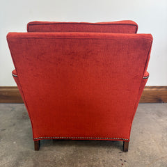 Pair of Wesley Hall Armchairs, Burnt Orange Chenille, Nail Head Detail, Sku: 033000
