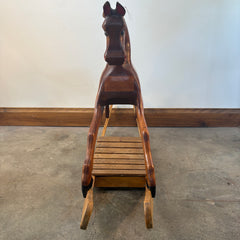 Vintage Wooden Rocking Horse with Horse Hair Tail, Sku 033227