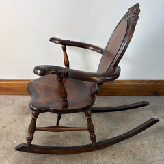 Hubbard & Eldredge Antique Mahogany Rocker with Carved Flower Detail, Sku 033294