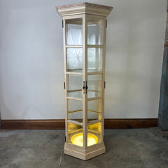 Curio Cabinet, Hexagon, Three Shelves, Beveled Glass with Lighting, Sku: 032967