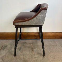 RH Counter Stool, Leather, Galvinized Metal and Steel Pipe Foundation, Sku: 033002