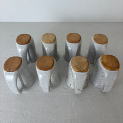 Set of Eight White Pottery Horn Cups, Sku 033012