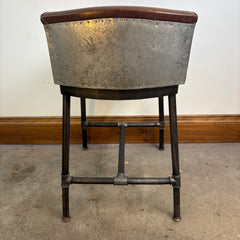 RH Counter Stool, Leather, Galvinized Metal and Steel Pipe Foundation, Sku: 033002