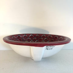 Talavera Mexican Folk Art Hand Painted Sink Stylized Feather Design, Sku 033237