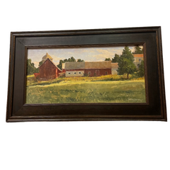 Debra Joy Groesser, Oil on canvas "Rooster Crowing, Church Bells Ringing", Framed