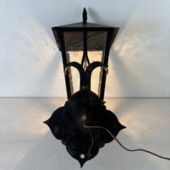 Iron Exterior Sconce with Clear Textured Glass, Sku 033115