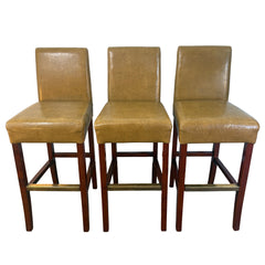 Holly Hunt For Palecek Set of 3 Barstools Caramel Leather, Sku 033234