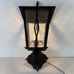 Iron Exterior Sconce with Clear Textured Glass, Sku 033115