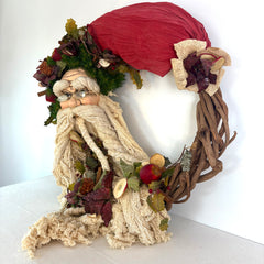 Wreath with Christmas Santa, Custom Made, Hand Painted Face, Sku, 032992