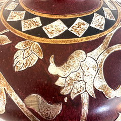 Squat Shaped Vase Burgundy, Sku 033259