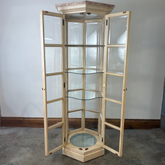 Curio Cabinet, Hexagon, Three Shelves, Beveled Glass with Lighting, Sku: 032967
