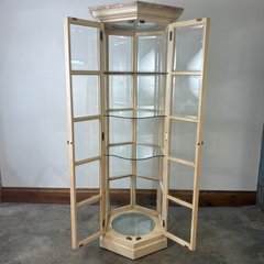 Curio Cabinet, Hexagon, Three Shelves, Beveled Glass with Lighting, Sku: 032967