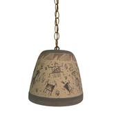 Navajo Sand Painted Hanging Lamp, Handcrafted Ceramic, Sku 032970