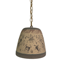 Navajo Sand Painted Hanging Lamp, Handcrafted Ceramic, Sku 032970