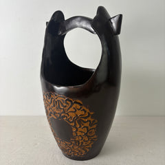 Decorative Vase with Handle, Cast in Resin, Ornate Design, Sku: 033205