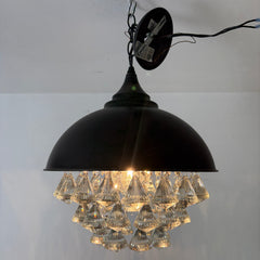 Visalia Petite Chandelier or Pendant Light, Metal Hood, Crystal, Sku: 033169