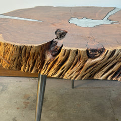 Alder & Tweed Coffee Table with Three Stainless Peg Legs R:800 Molten Metal, Sku 033019