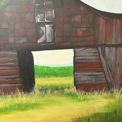 Laura Eckert Painting on Canvas, Trees and Outbuilding, Sku: 033137