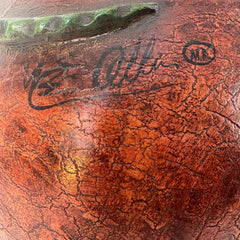 Ceramic Lizard Vase with Peacock Feathers, Sku 033258