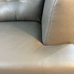 Gray-Green Leather Sofa Modern Styling with Track Arm and Chrome Legs, Sku: 033276