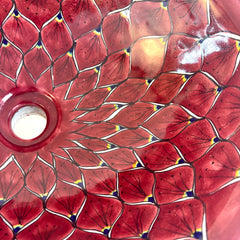 Talavera Mexican Folk Art Hand Painted Sink Stylized Feather Design, Sku 033237