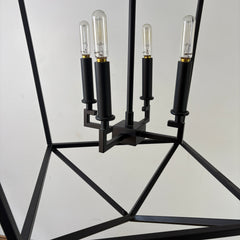 Arhaus Black Finish Metal Lantern Style Pendant, 4 Bulb, Sku :033167