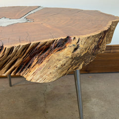 Alder & Tweed Coffee Table with Three Stainless Peg Legs R:800 Molten Metal, Sku 033019