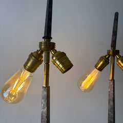 Pair of Industrial Style Solid Steel Table Lamps, Sku: 033145