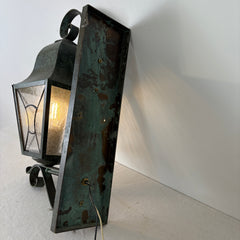 Exterior Stained Glass Sconce with Green Patina, Sku: 033117