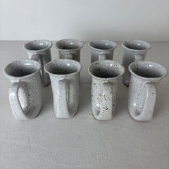 Set of Eight White Pottery Horn Cups, Sku 033012
