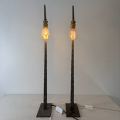 Pair of Industrial Style Solid Steel Table Lamps, Sku: 033145