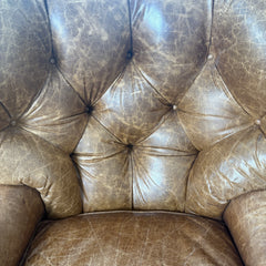 Century Leather Tufted Back Armchair with Large Nail Head Detail and Bun Feet, Sku 033035