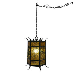 Vintage Spanish Revival Amber Pendant Lamp, Sku 033128