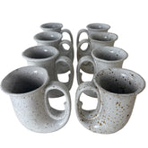 Set of Eight White Pottery Horn Cups, Sku 033012