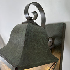 Exterior Stained Glass Sconce with Green Patina, Sku: 033117
