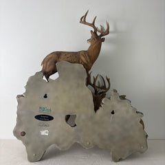 Mill Creek Studios, Artist Danny Edwards, "Sunrise" 1034/1200, 3 Whitetail Bucks, Cast Resin Wall Sculpture Sku: 033209