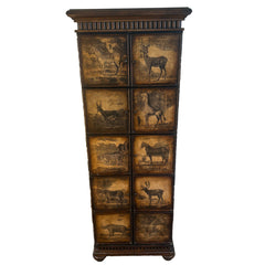 Tall Animal Themed 10 Door Cabinet with Woven Sides, Sku 033256