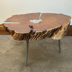 Alder & Tweed Coffee Table with Three Stainless Peg Legs R:800 Molten Metal, Sku 033019