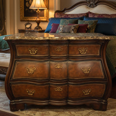 Leather Chassis Bombay Style Chest Marble Top, Sku: 033271