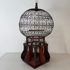 Hot Air Ballon Bird Cage Constructed of Wire and Wood, Sku: 033166