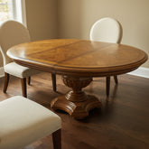 Oval Top Parquet Detail Single Pedestal Base, Two Leaves, Sku: 033272