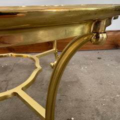 Hollywood Regency Scalloped Brass & Glass Coffee Table, Sku 033125