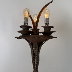 Floor Lamp with Pressed Metal Leaf Motif, 20's, Sku: 033124
