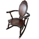 Hubbard & Eldredge Antique Mahogany Rocker with Carved Flower Detail, Sku 033294