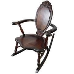 Hubbard & Eldredge Antique Mahogany Rocker with Carved Flower Detail, Sku 033294