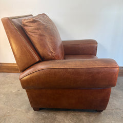 Brown Leather Recliner Brass Nail Head Detail, Sku 033230