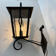 Iron Exterior Sconce with Clear Textured Glass, Sku 033115