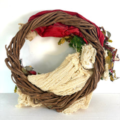 Wreath with Christmas Santa, Custom Made, Hand Painted Face, Sku, 032992